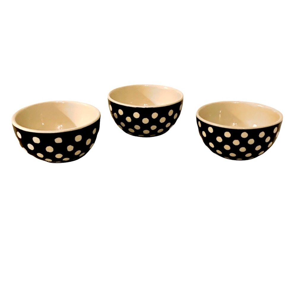 Funny Friends Black & Beige Polka Dot Ceramic Bowls Set of 3